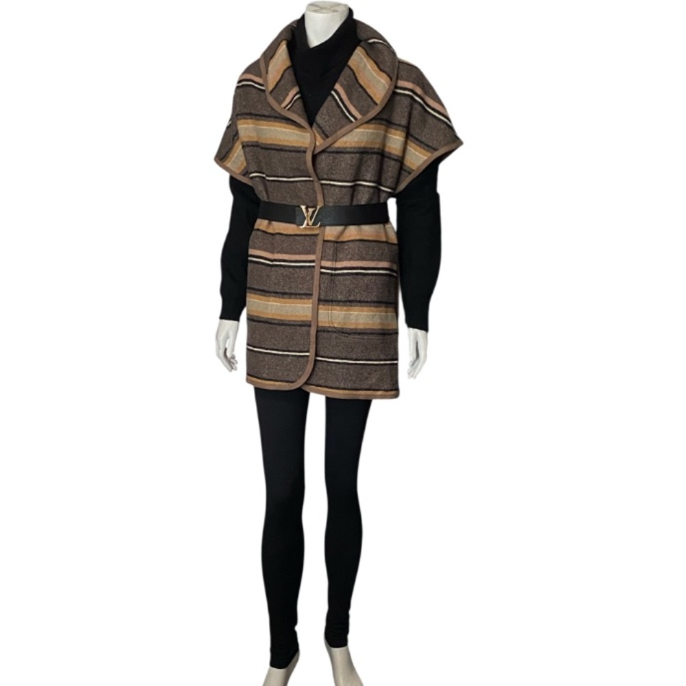 Aritza Wilfred Wool Blend Italian Made Striped Brown Tan Sweater Vest Size S